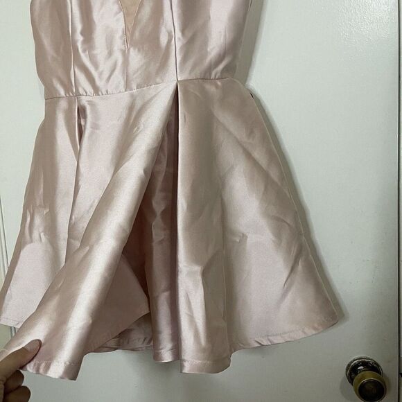 Alyce Paris 3764 V Neckline Mikado Fit and Flare Baby doll Pink Cocktail Dress - Picture 5 of 9